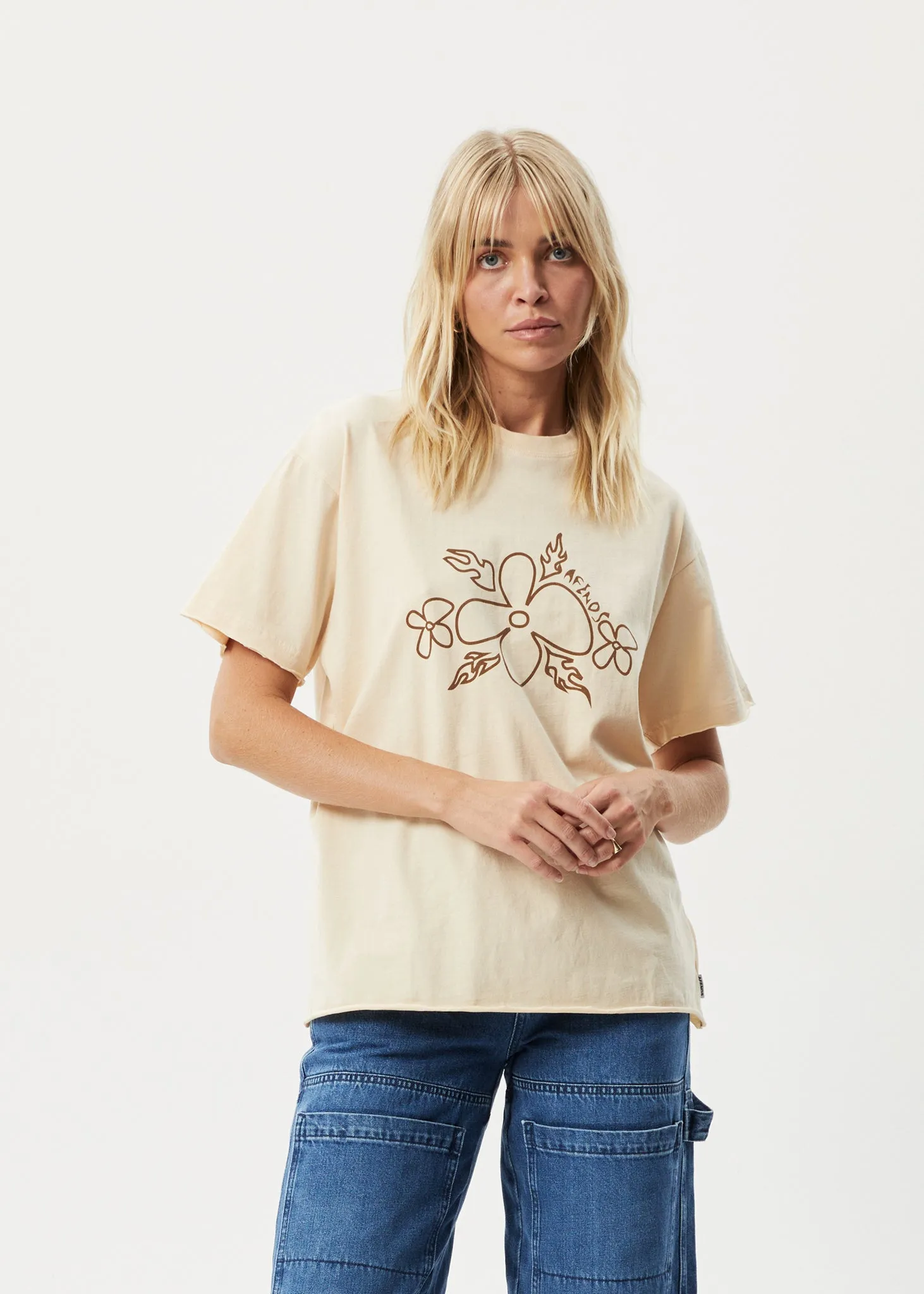 AFENDS Womens Island - Oversized T-Shirt - Sand sold by Afends