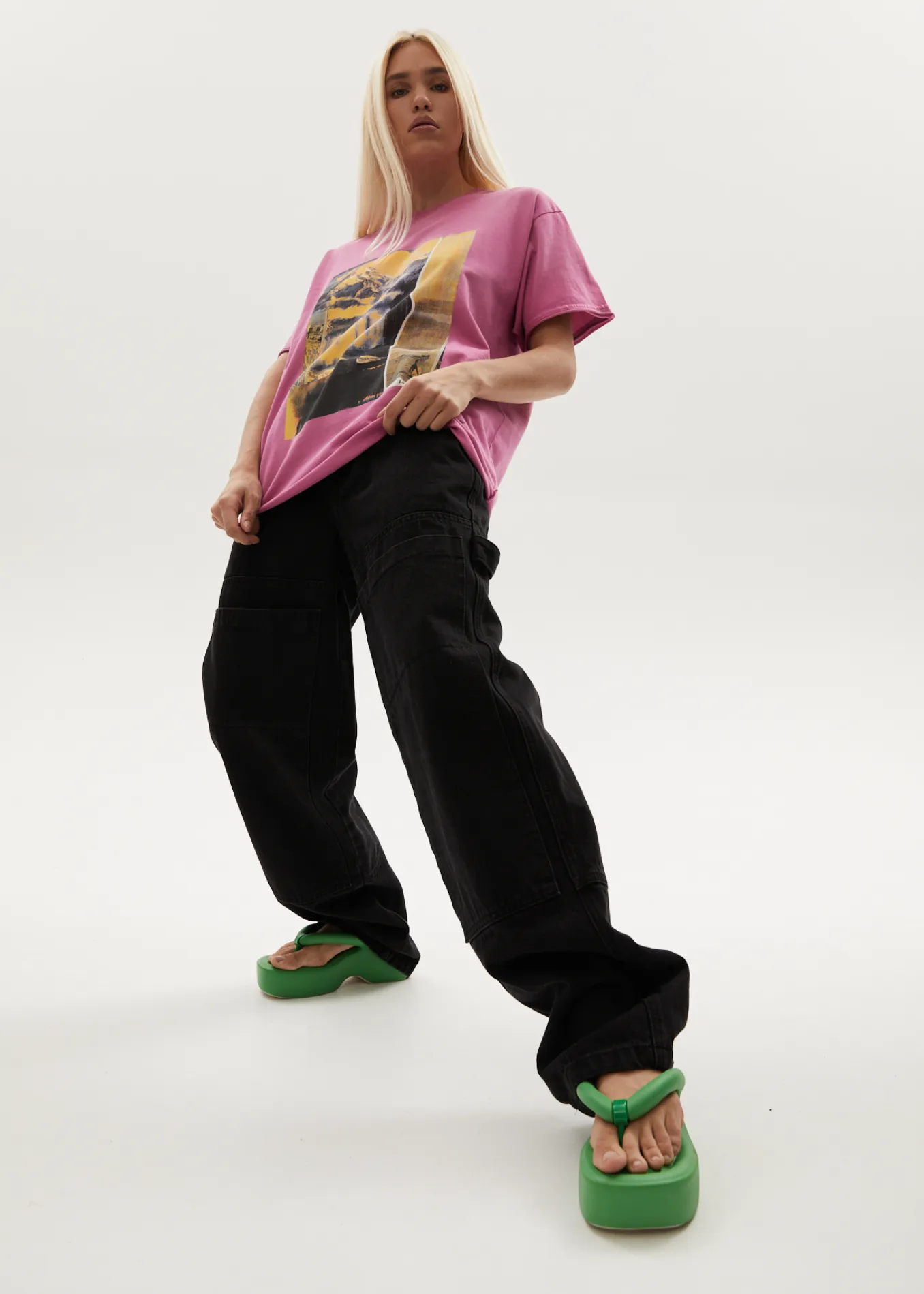AFENDS Womens Boulevard - Oversized Graphic T-Shirt - Worn Bubblegum sold by Afends product image thumbnail 2