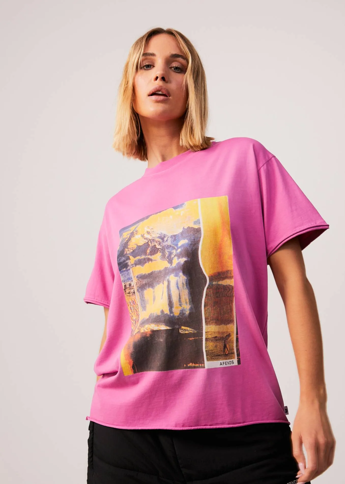 AFENDS Womens Boulevard - Oversized Graphic T-Shirt - Worn Bubblegum sold by Afends product image thumbnail 3