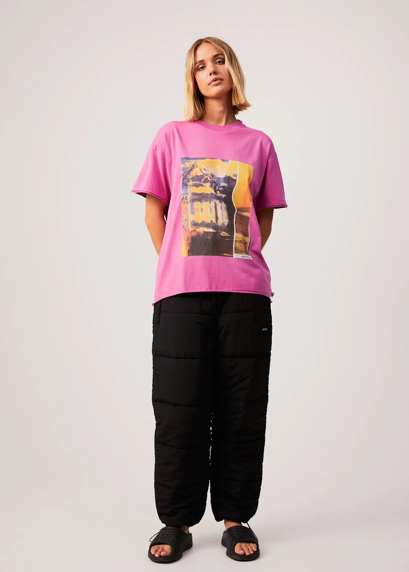 AFENDS Womens Boulevard - Oversized Graphic T-Shirt - Worn Bubblegum sold by Afends product image thumbnail 5