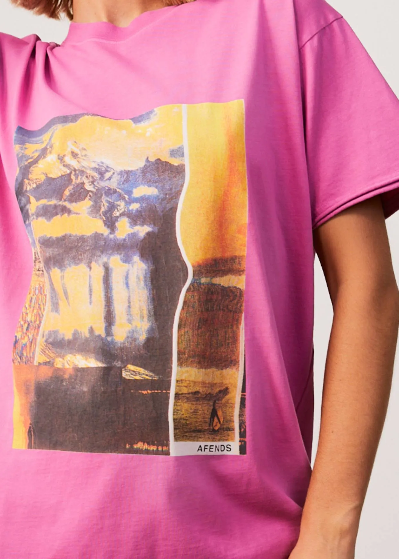 AFENDS Womens Boulevard - Oversized Graphic T-Shirt - Worn Bubblegum sold by Afends product image thumbnail 4