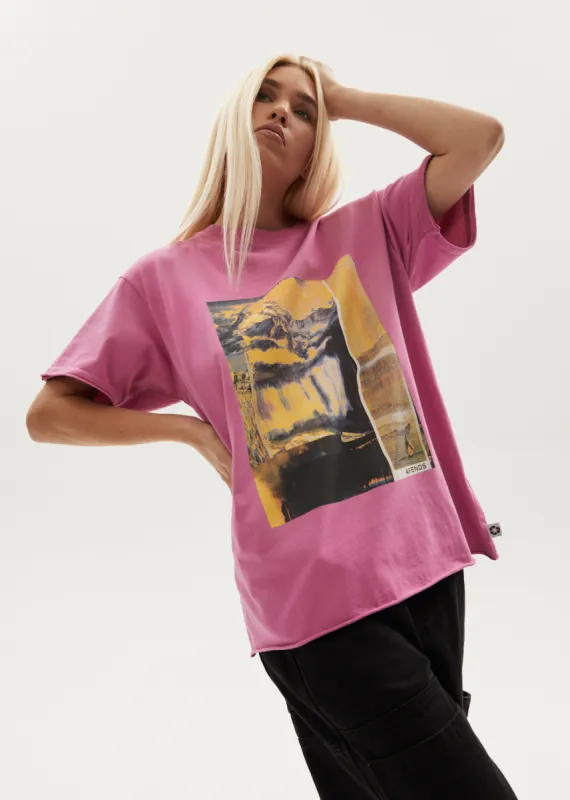 AFENDS Womens Boulevard - Oversized Graphic T-Shirt - Worn Bubblegum sold by Afends