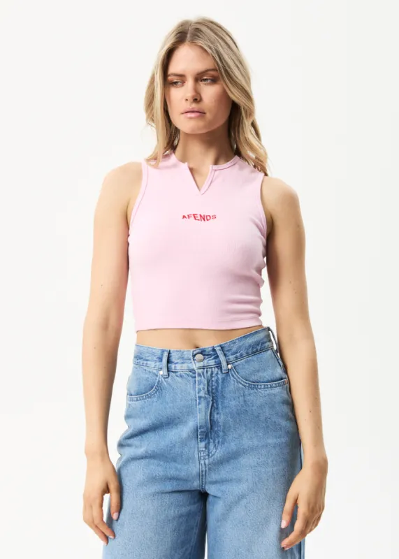 AFENDS Womens Harlow - Ribbed Singlet - Powder Pink sold by Afends