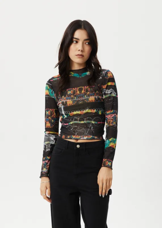 AFENDS Womens Astral - Sheer Long Sleeve Top - Black sold by Afends