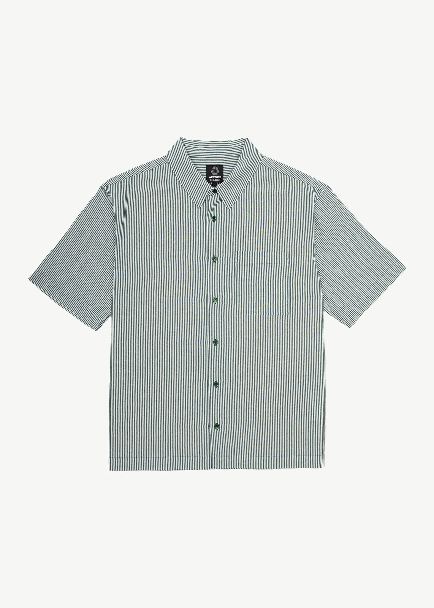 AFENDS Mens Intergalactic - Short Sleeve Shirt - Emerald Stripe sold by Afends