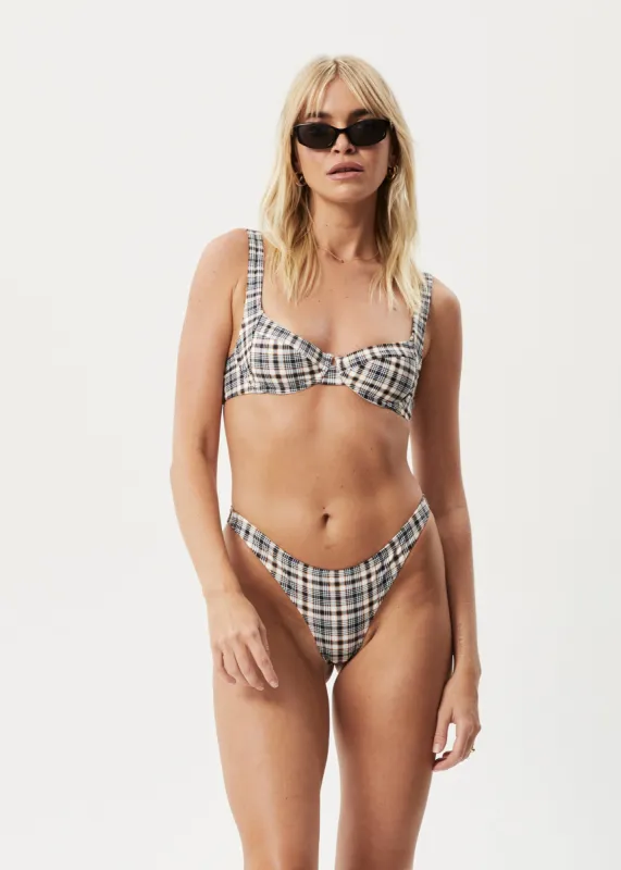 AFENDS Womens Check Out - Check Bikini Top - Moonbeam Check sold by Afends
