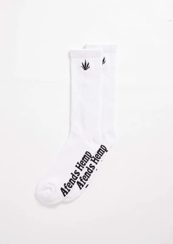 AFENDS Unisex Happy - Socks One Pack - White sold by Afends