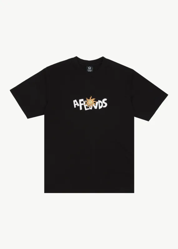 AFENDS Mens Sunshine - Retro Graphic T-Shirt - Black sold by Afends