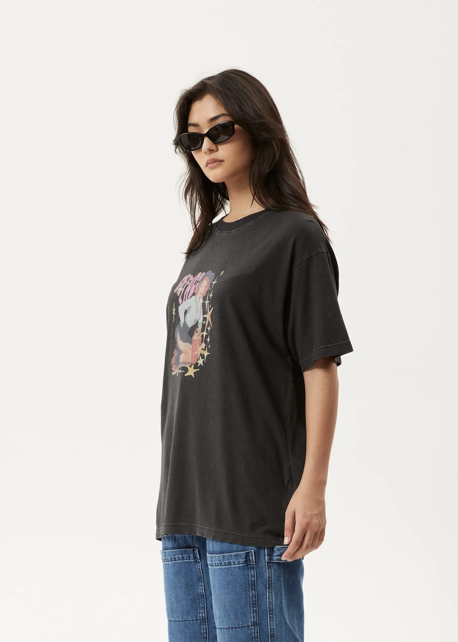 AFENDS Womens Worlds Above - Oversized T-Shirt - Stone Black sold by Afends product image thumbnail 3