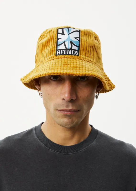 AFENDS Unisex Waterfall - Corduroy Bucket Hat - Mustard sold by Afends