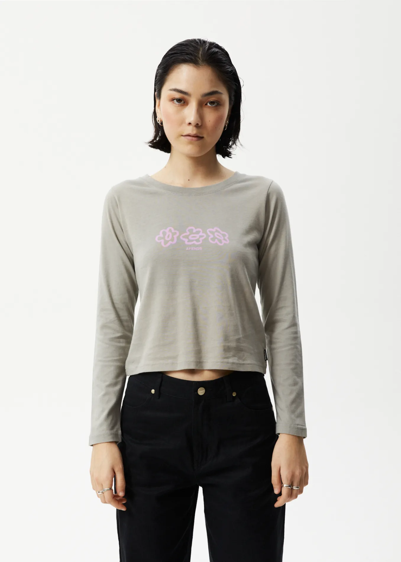 AFENDS Womens Lily - Long Sleeve Graphic T-Shirt - Olive sold by Afends