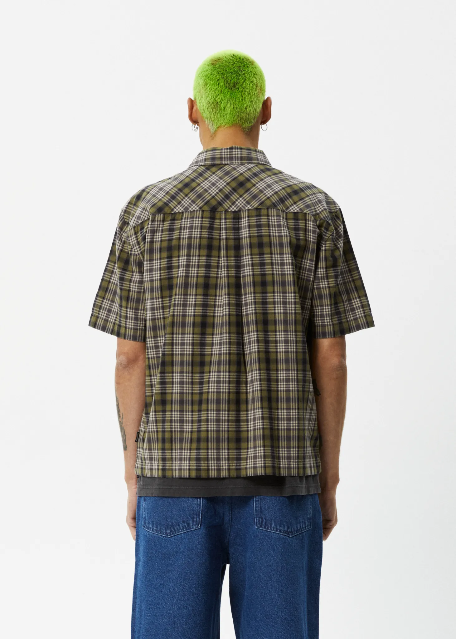 AFENDS Mens Check Out - Short Sleeve Shirt - Military Check sold by Afends product image thumbnail 5
