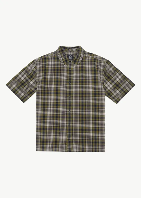 AFENDS Mens Check Out - Short Sleeve Shirt - Military Check made by Afends