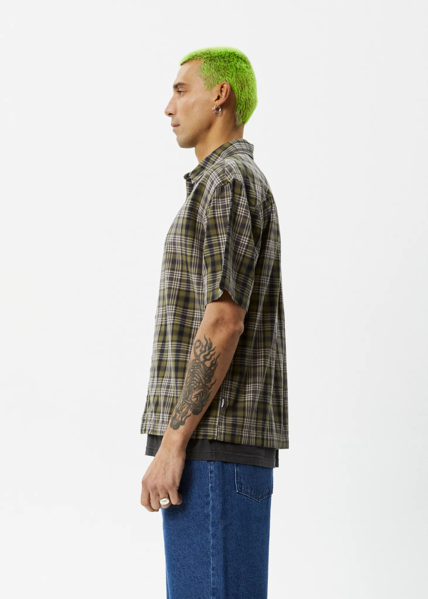 AFENDS Mens Check Out - Short Sleeve Shirt - Military Check sold by Afends product image thumbnail 3