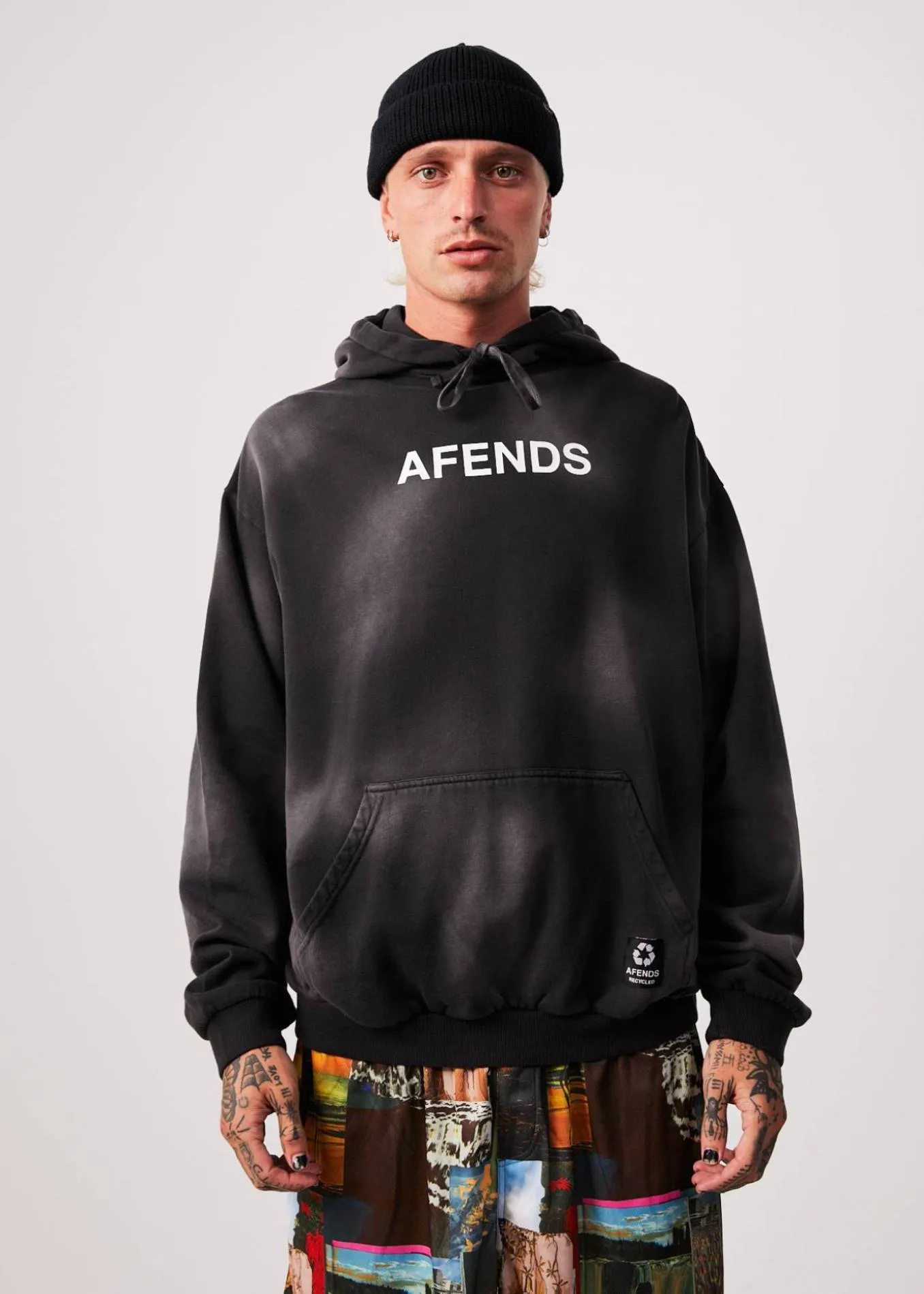 AFENDS Mens Millions - Hoodie - Worn Black sold by Afends