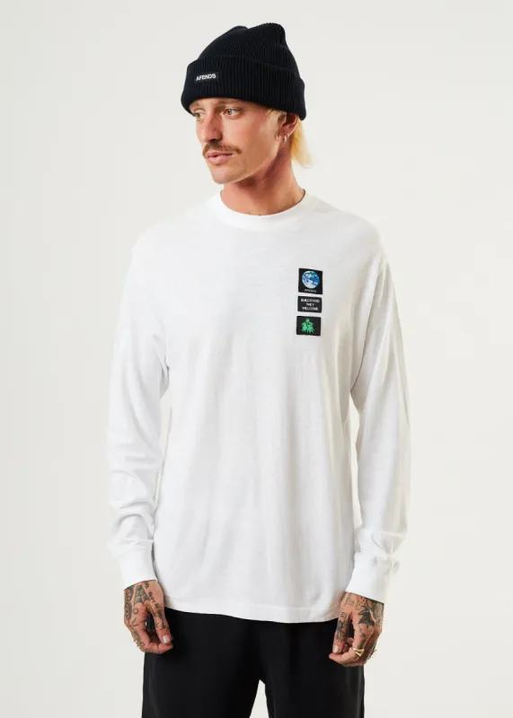 AFENDS Mens Build It - Long Sleeve Graphic T-Shirt - White sold by Afends