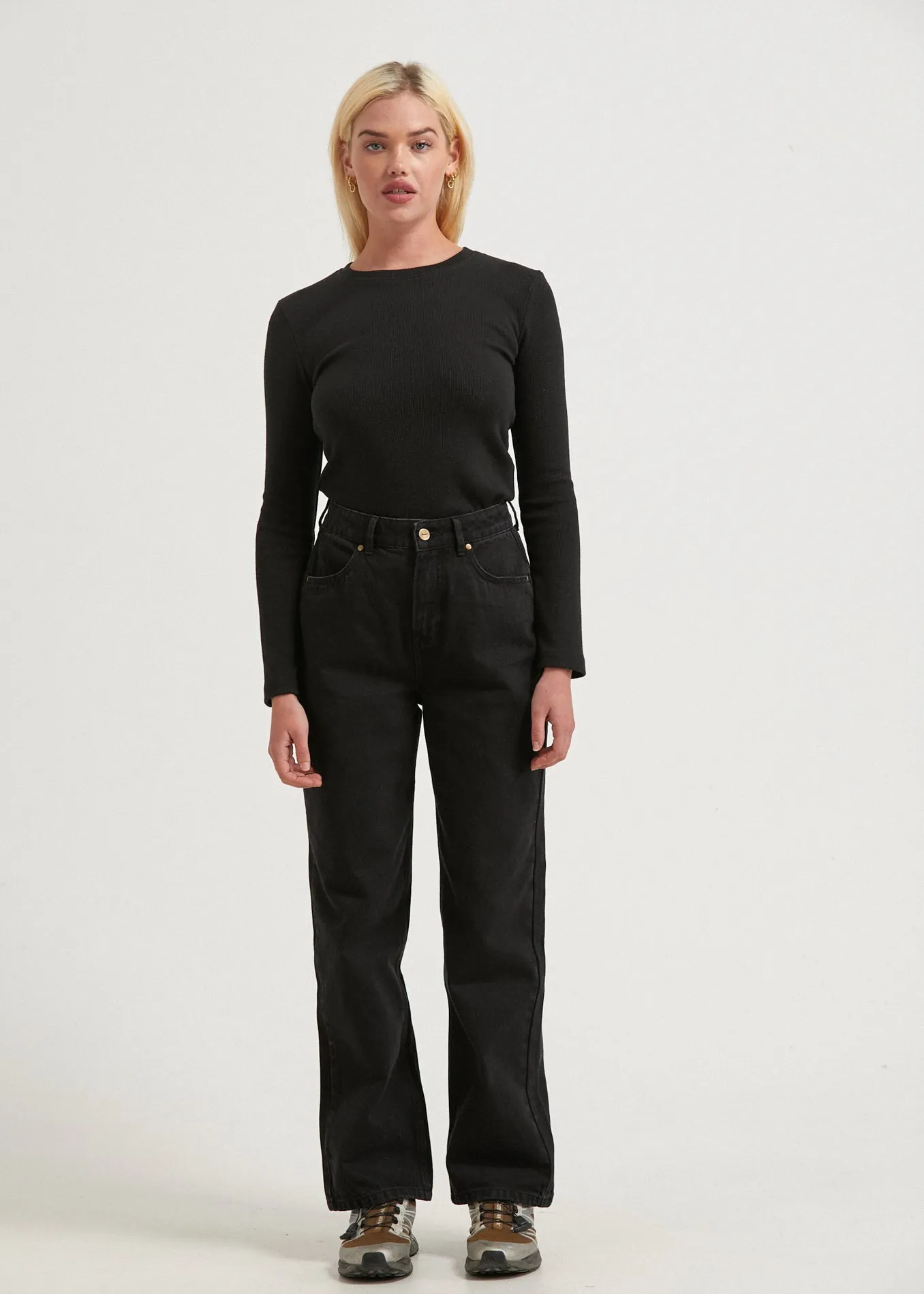 AFENDS Womens Harvey - Ribbed Long Sleeve Top - Black sold by Afends product image thumbnail 3