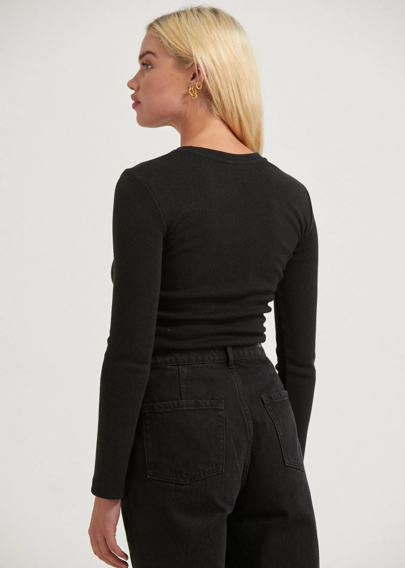 AFENDS Womens Harvey - Ribbed Long Sleeve Top - Black sold by Afends product image thumbnail 4