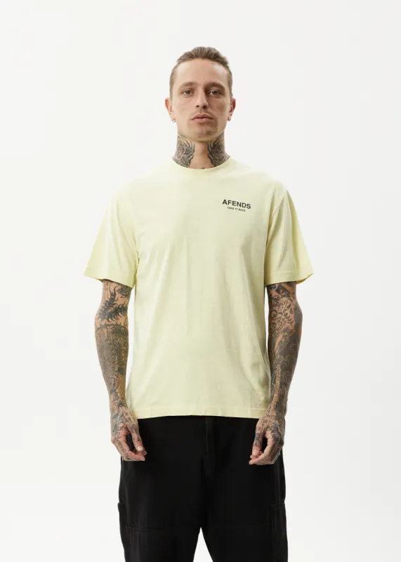 AFENDS Mens Take It Back - Retro Graphic T-Shirt - Citron sold by Afends
