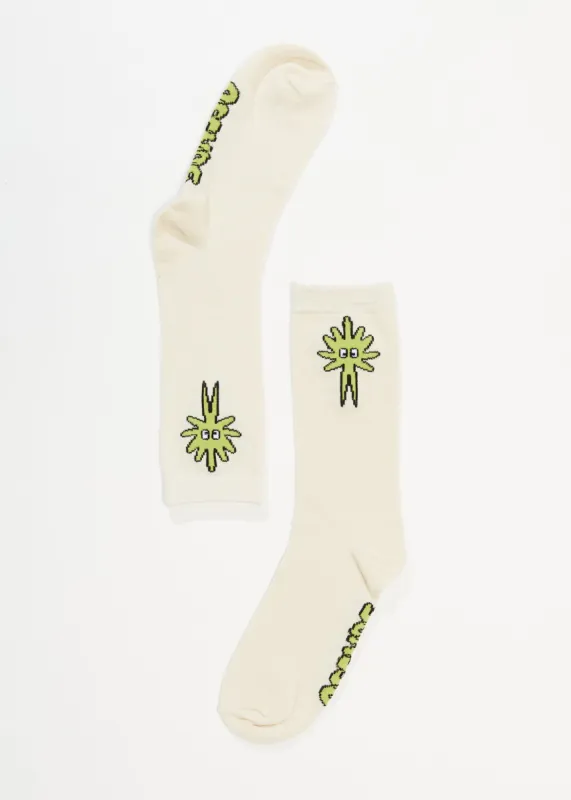 AFENDS Unisex Programmed - Crew Socks - Off White sold by Afends