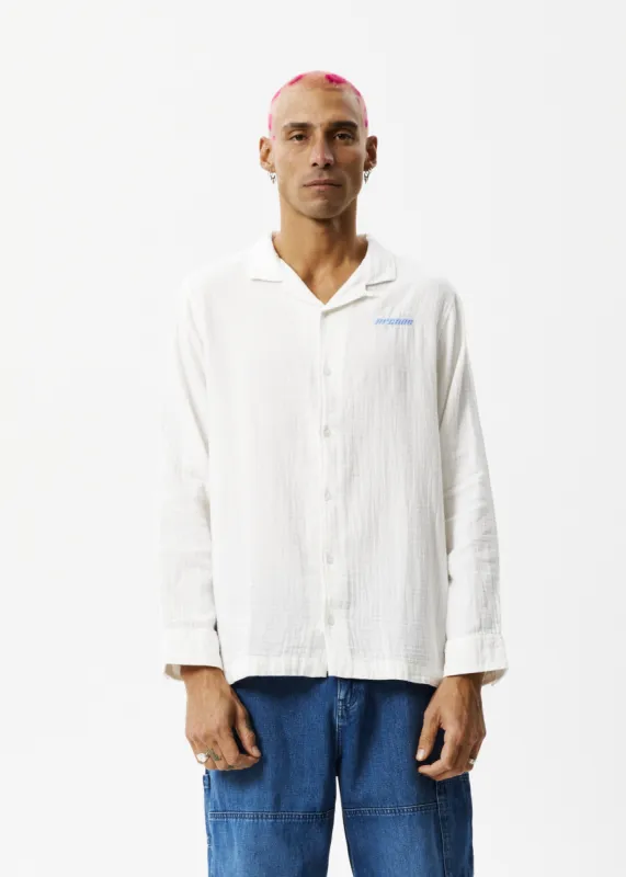 AFENDS Mens Stratosphere - Long Sleeve Shirt - Off White made by Afends