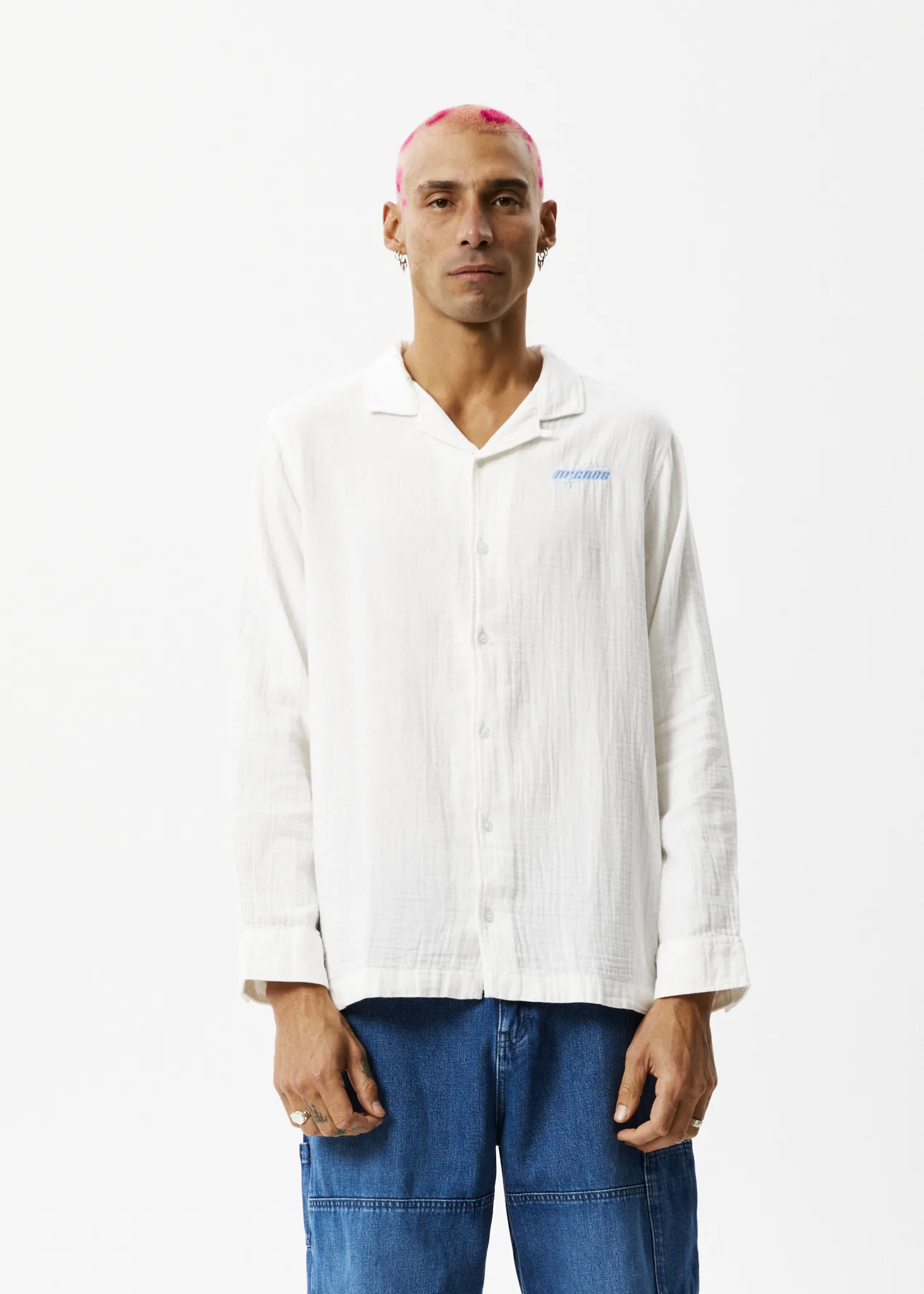 AFENDS Mens Stratosphere - Long Sleeve Shirt - Off White sold by Afends