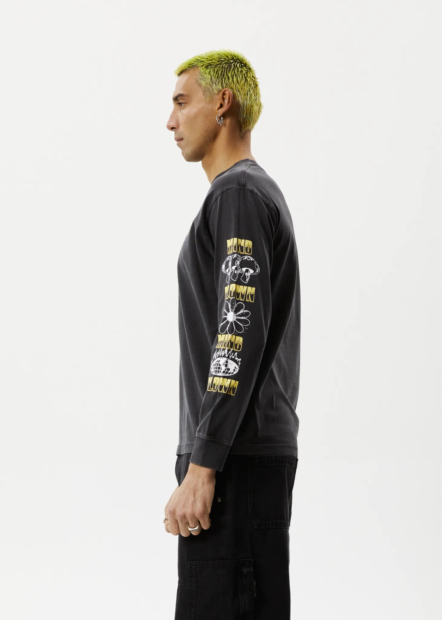 AFENDS Mens Beyond Life - Long Sleeve Graphic T-Shirt - Stone Black sold by Afends product image thumbnail 5