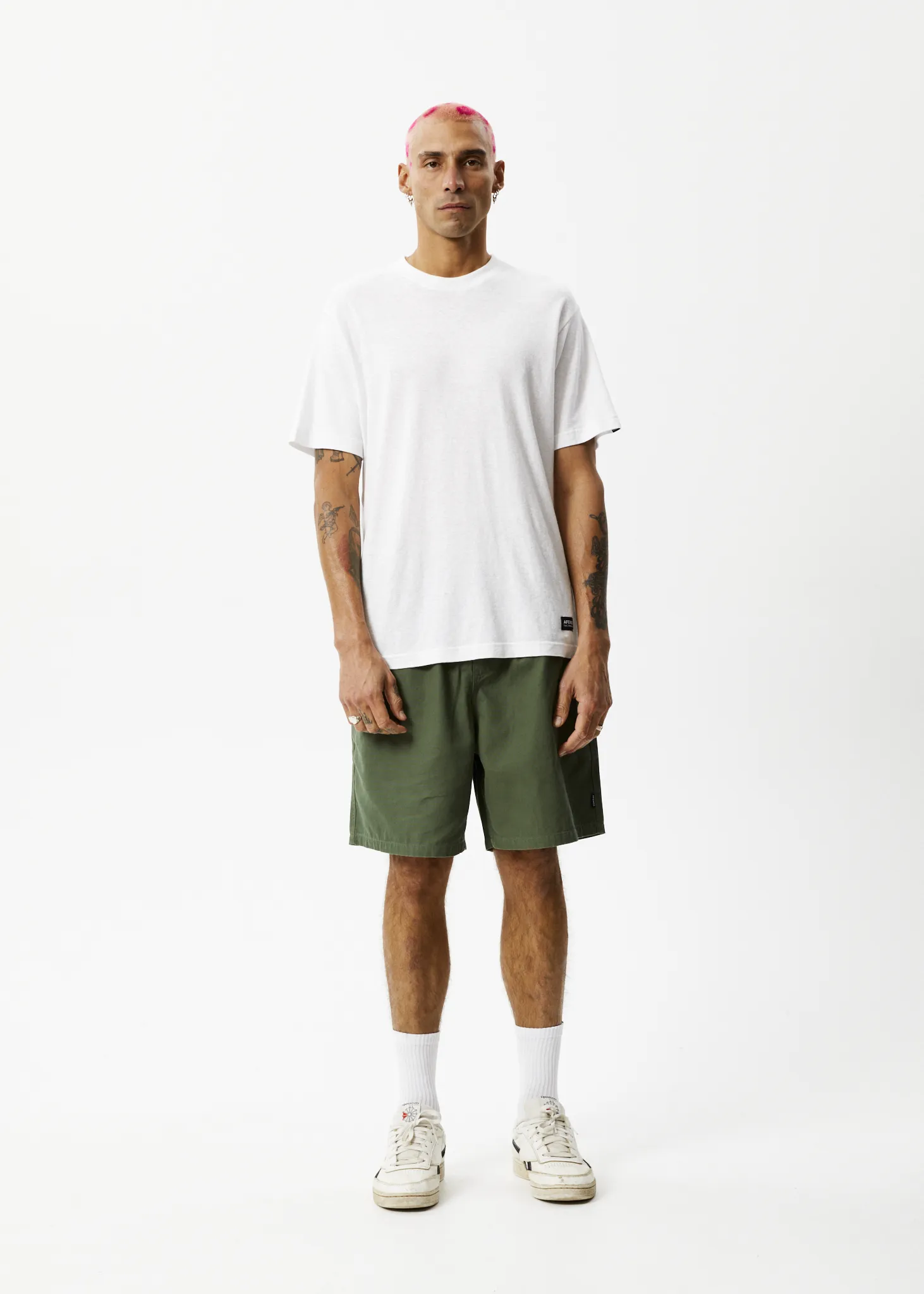AFENDS Mens Ninety Eights - Baggy Elastic Waist Shorts - Cypress sold by Afends