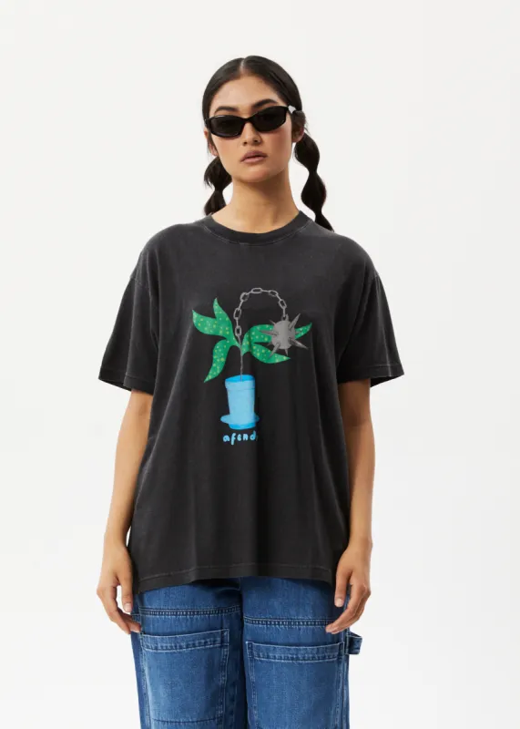 AFENDS Womens Elliot Slay - Oversized Graphic T-Shirt - Stone Black sold by Afends