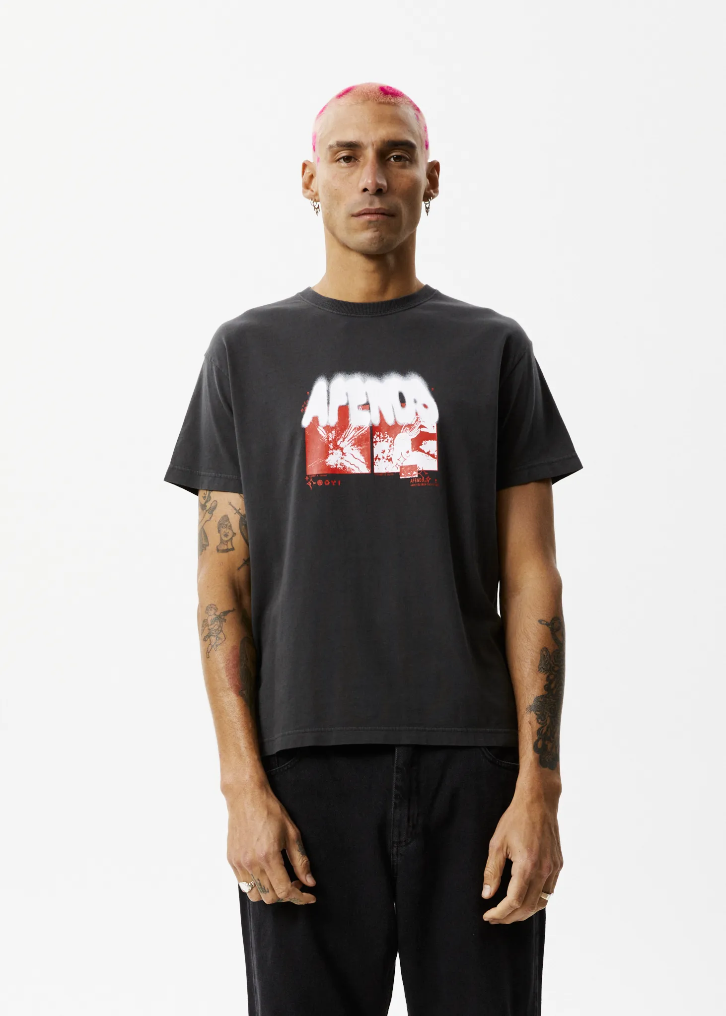 AFENDS Mens Future - Slim Fit Graphic T-Shirt - Stone Black sold by Afends