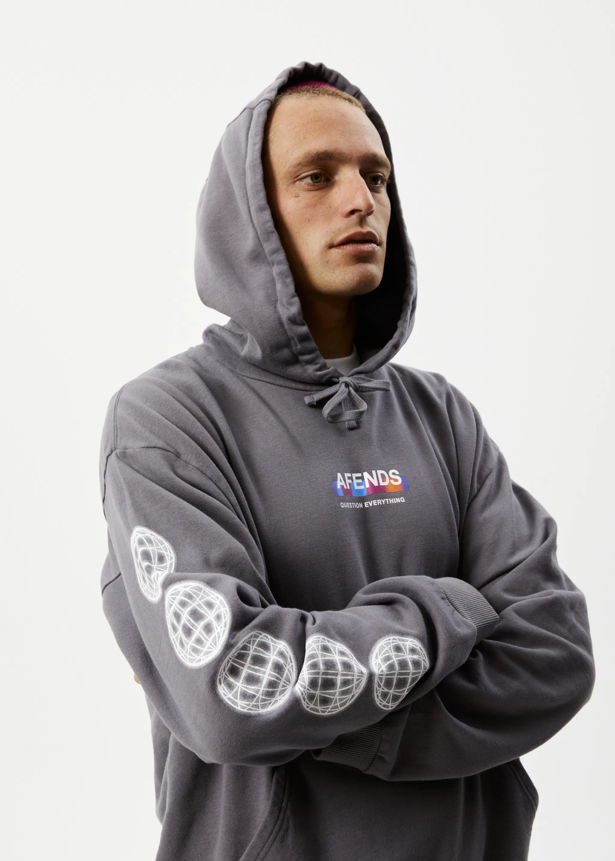 AFENDS Mens Question Everything - Hoodie - Gunmetal sold by Afends product image thumbnail 2