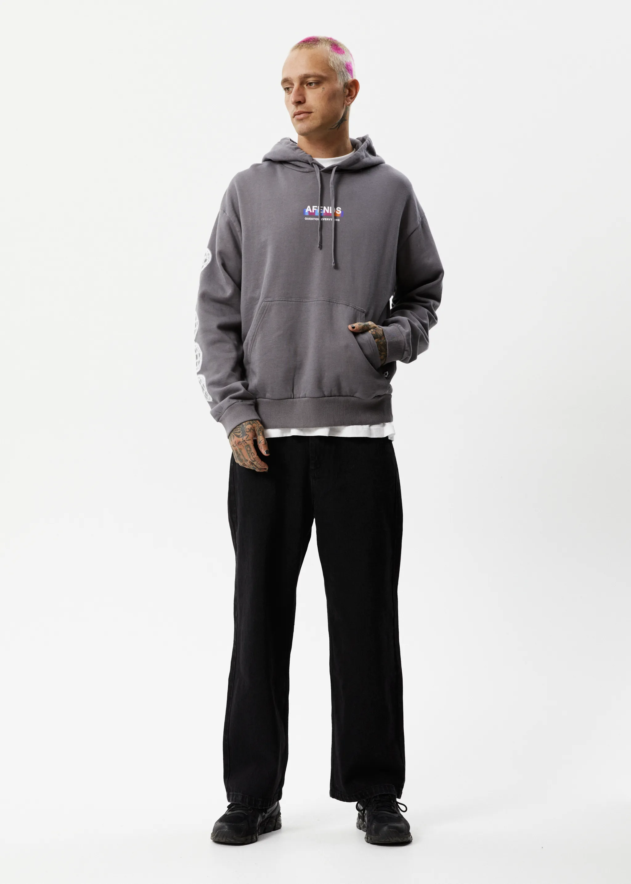AFENDS Mens Question Everything - Hoodie - Gunmetal sold by Afends product image thumbnail 3