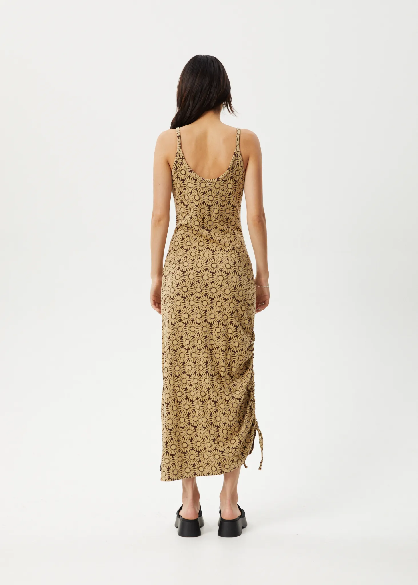 AFENDS Womens Daisy - Gathered Floral Maxi Dress - Toffee sold by Afends product image thumbnail 4
