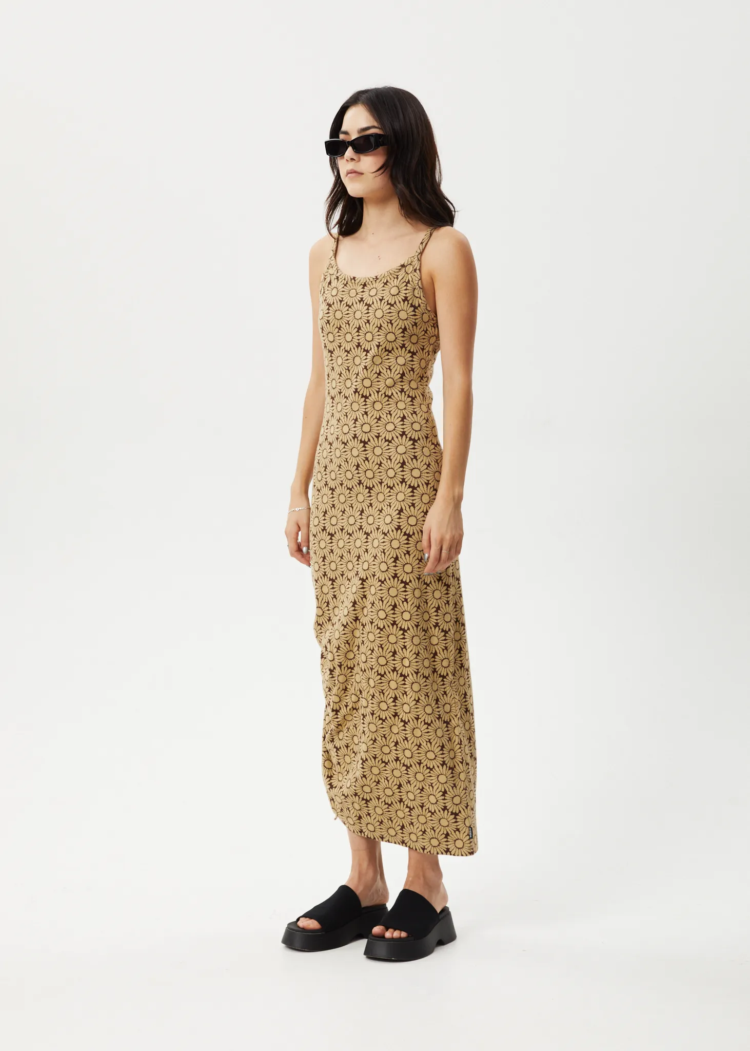 AFENDS Womens Daisy - Gathered Floral Maxi Dress - Toffee sold by Afends product image thumbnail 2