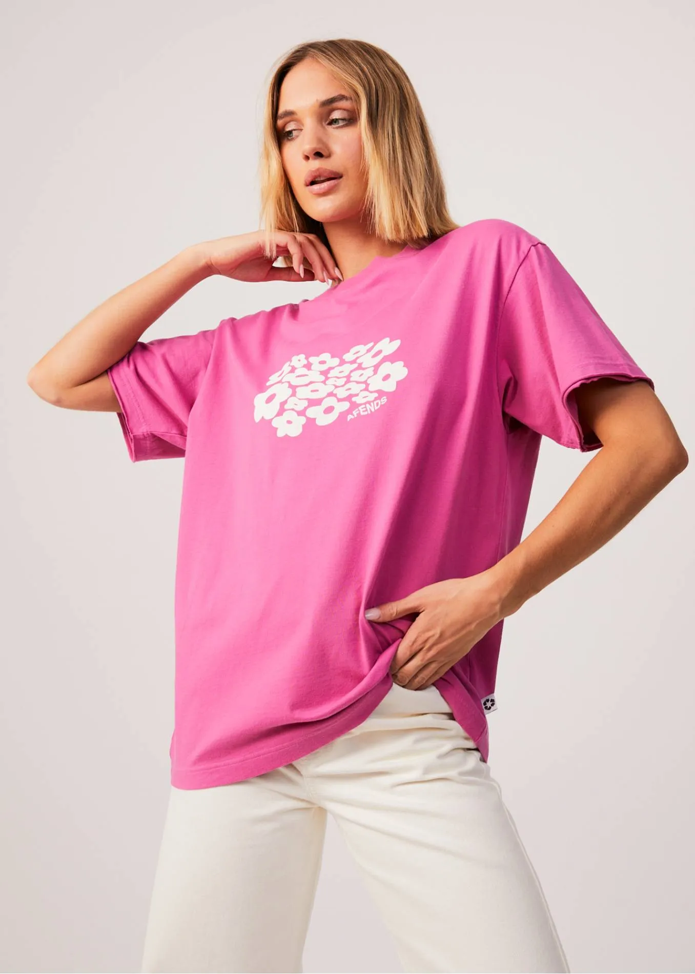 AFENDS Womens Digital Holiday - Oversized Floral T-Shirt - Bubblegum sold by Afends