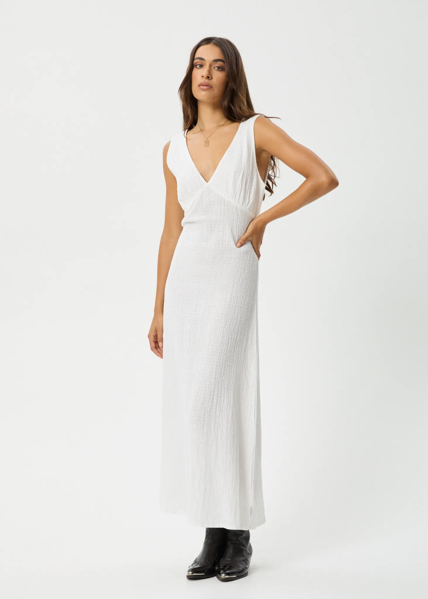 AFENDS Womens Focus - Seersucker Maxi Dress - White sold by Afends product image thumbnail 2