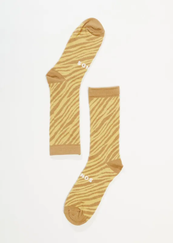 AFENDS Unisex Atmosphere - Crew Socks - Butter Stripe sold by Afends