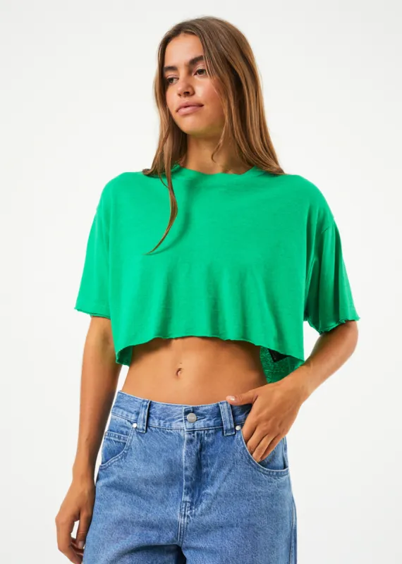 AFENDS Womens Slay Cropped - Oversized Tee - Forest sold by Afends