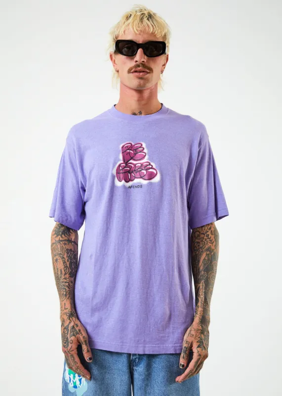 AFENDS Mens Planetary - Retro Graphic T-Shirt - Plum sold by Afends
