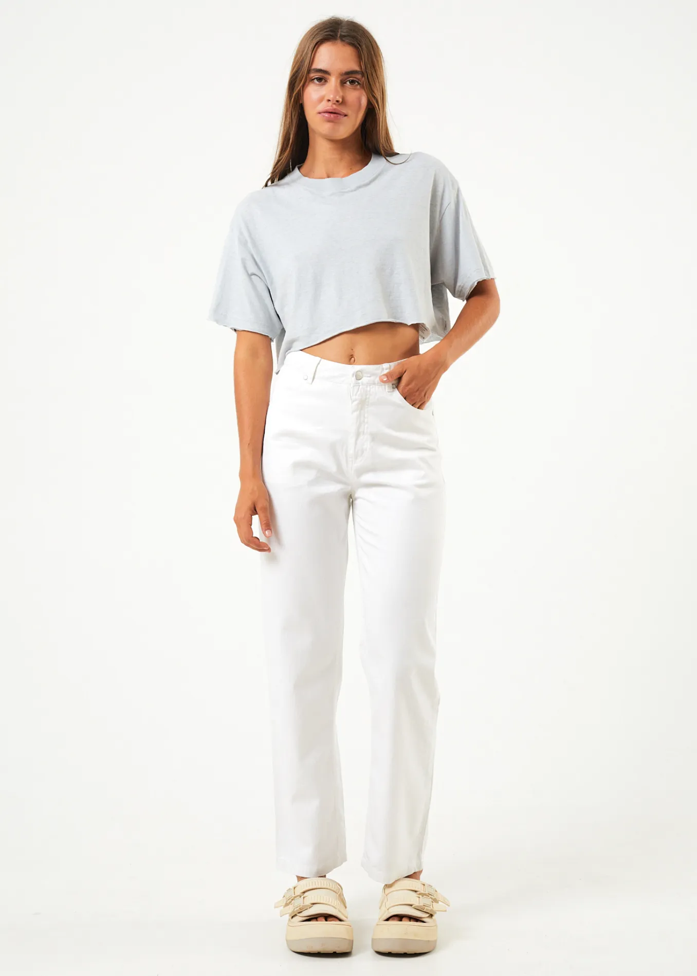 AFENDS Womens Shelby - Wide Leg Pant - White sold by Afends