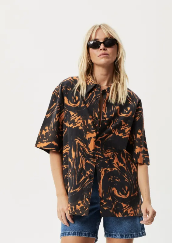 AFENDS Womens Marble - Short Sleeve Shirt - Black sold by Afends