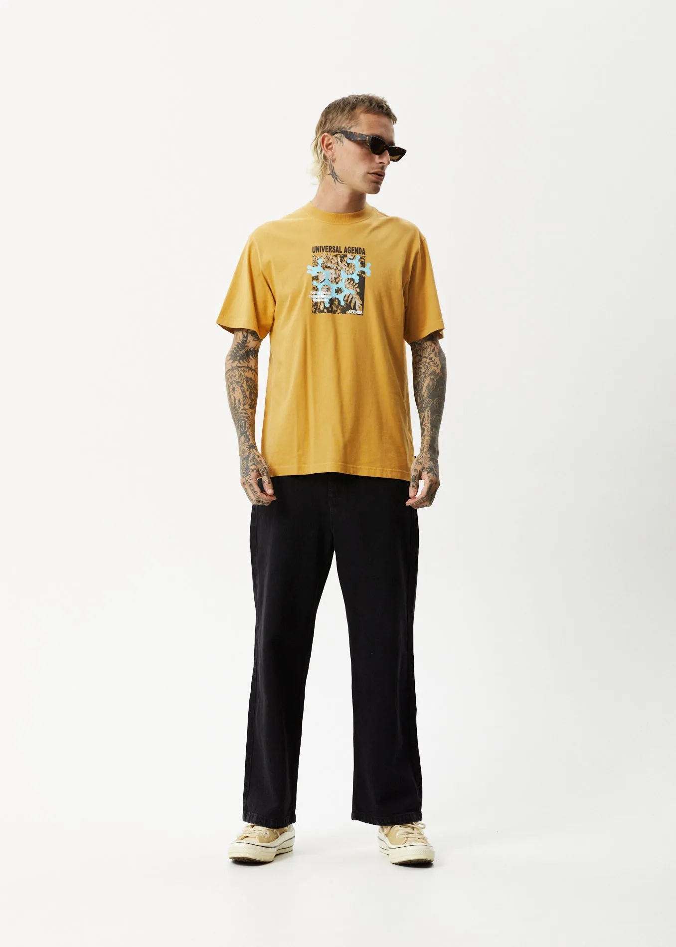 AFENDS Mens Universal - Retro Graphic T-Shirt - Mustard sold by Afends product image thumbnail 3