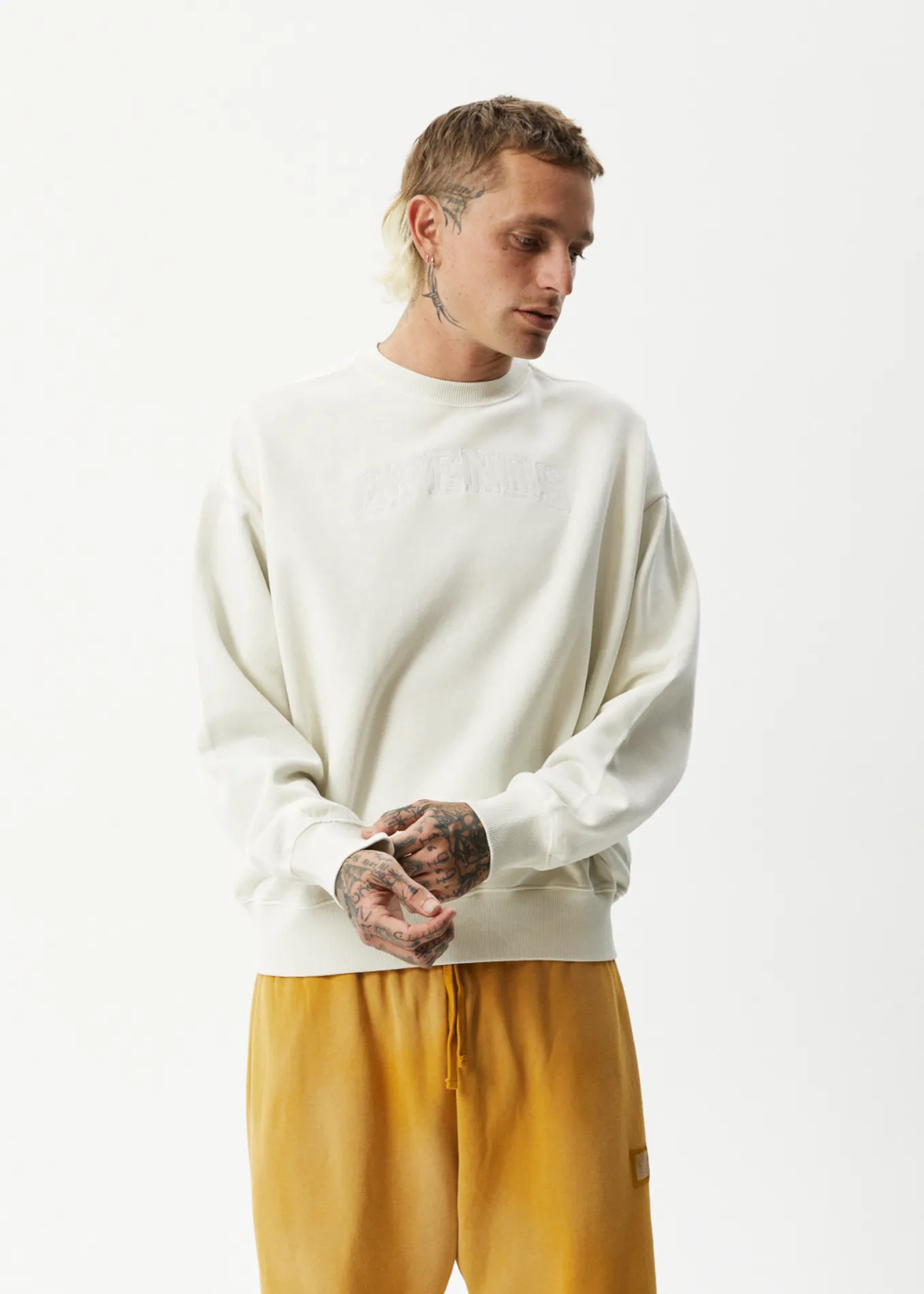 AFENDS Unlimited - Crew Neck Jumper - Worn White sold by Afends