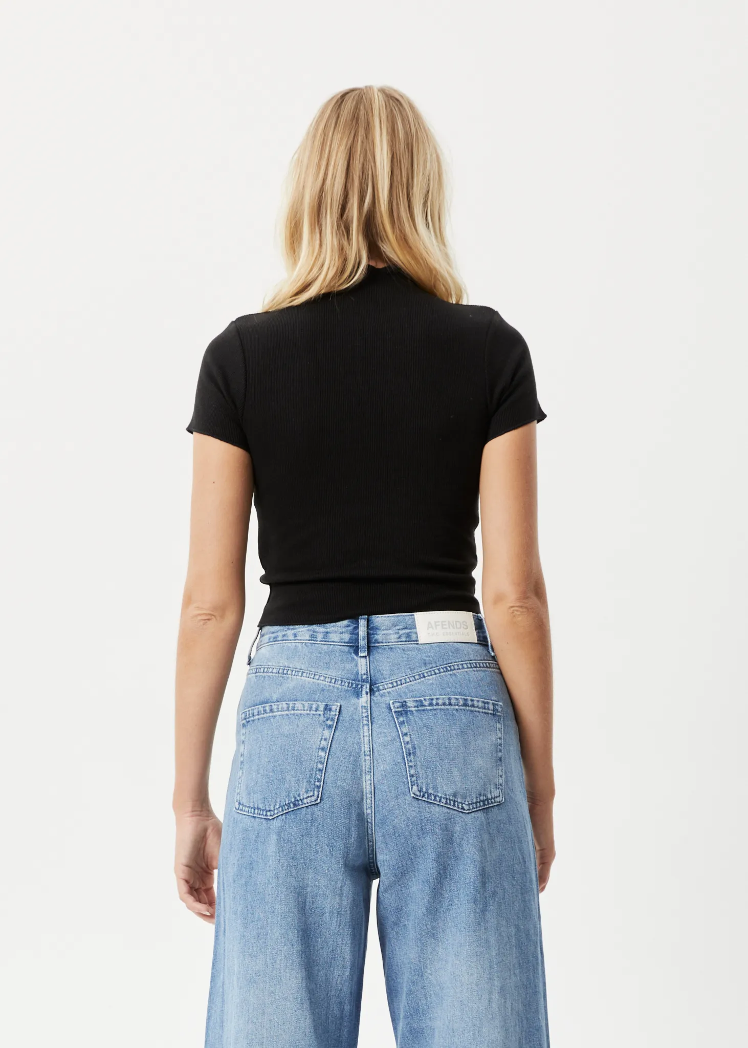 AFENDS Womens Iconic - Hemp Ribbed High Neck T-Shirt - Black sold by Afends product image thumbnail 2
