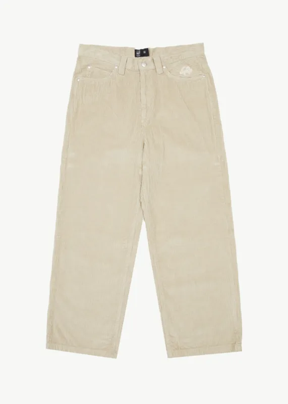 AFENDS Mens Pablo - Corduroy Baggy Pant - Dark Ecru sold by Afends