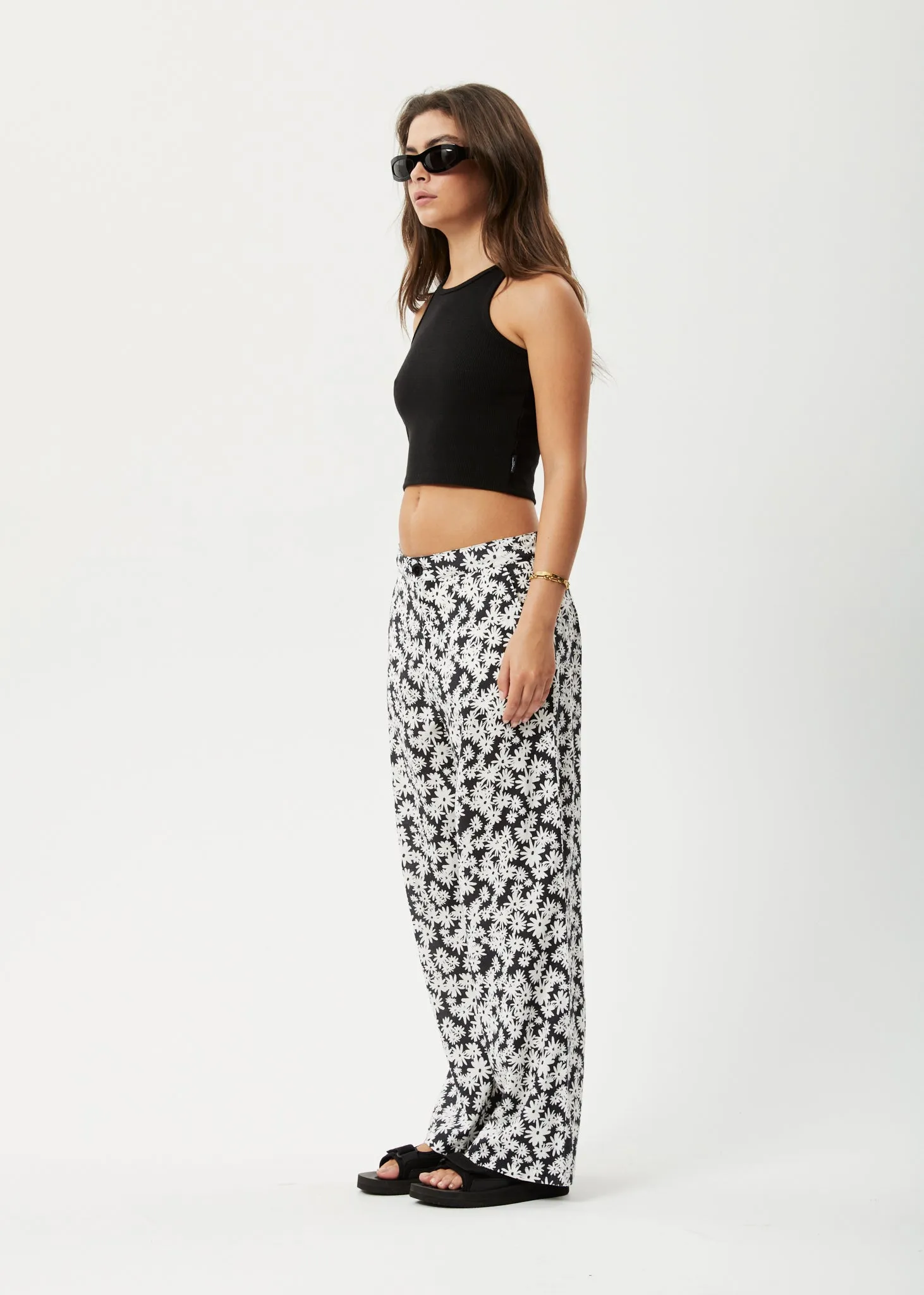 AFENDS Womens Benny Sienna - Wide Leg Pant - Black Daisy sold by Afends product image thumbnail 3