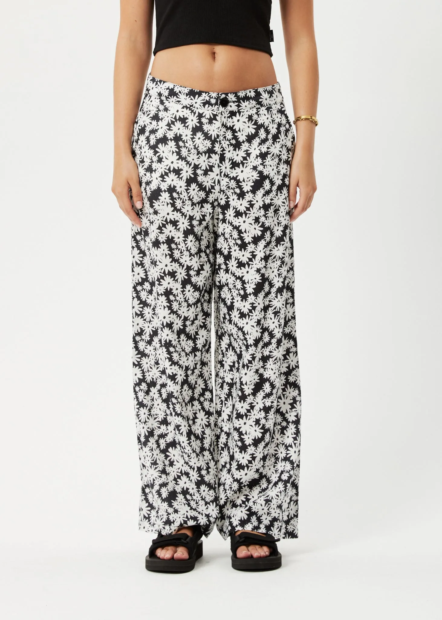 AFENDS Womens Benny Sienna - Wide Leg Pant - Black Daisy sold by Afends product image thumbnail 2
