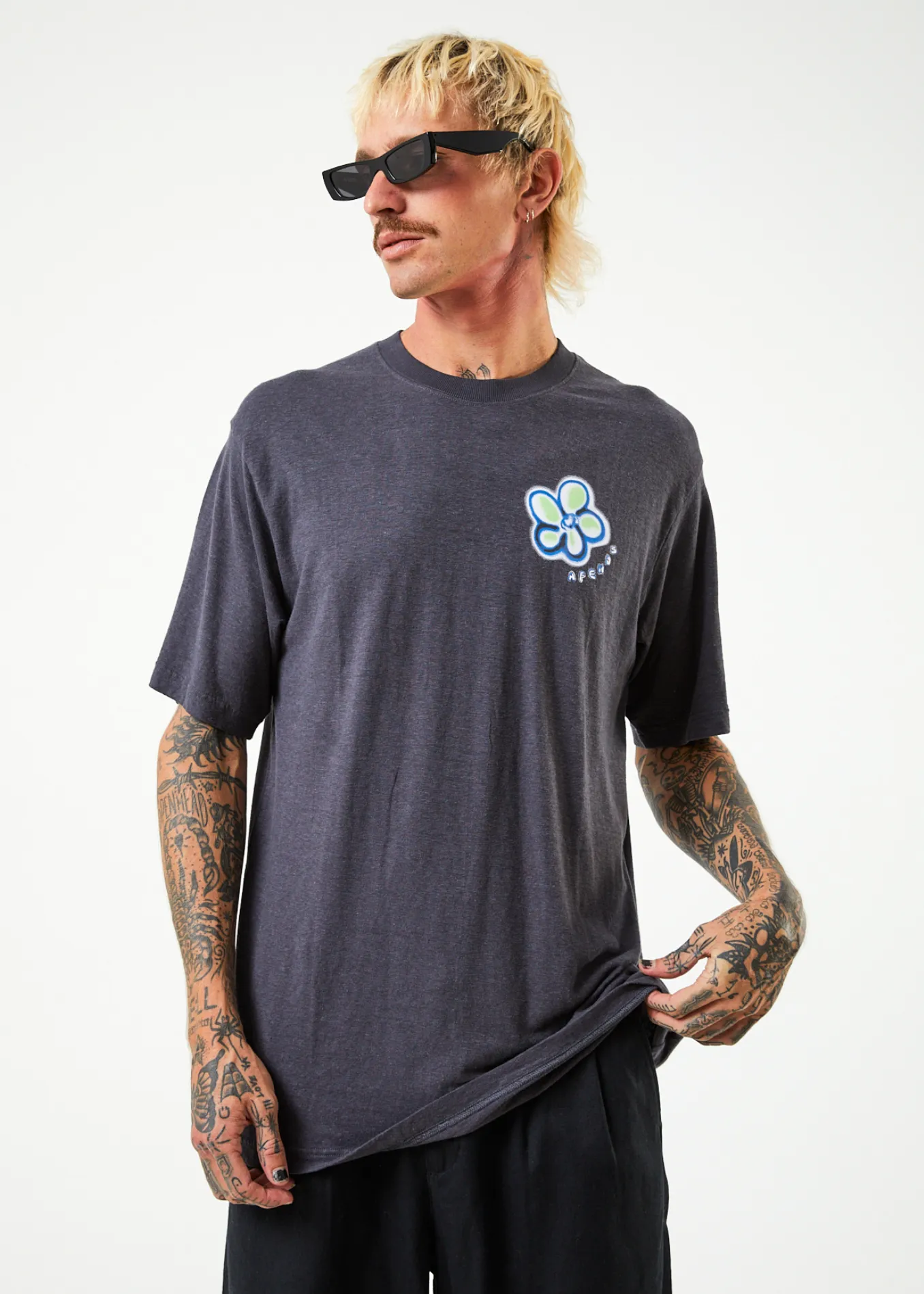 AFENDS Mens Rave - Retro Graphic T-Shirt - Charcoal sold by Afends