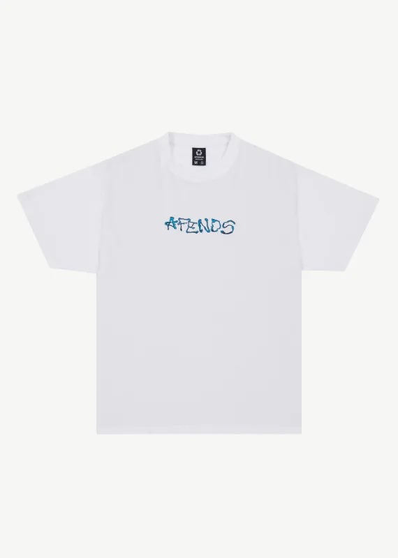 AFENDS Mens Melted - Boxy Logo T-Shirt - White sold by Afends