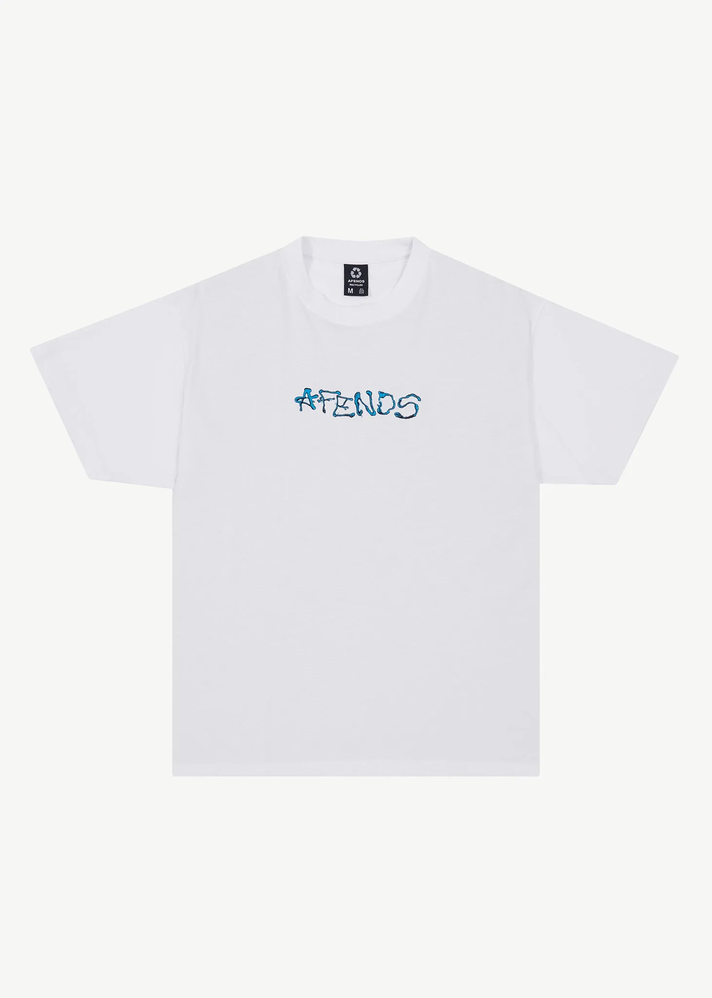 AFENDS Mens Melted - Boxy Logo T-Shirt - White sold by Afends